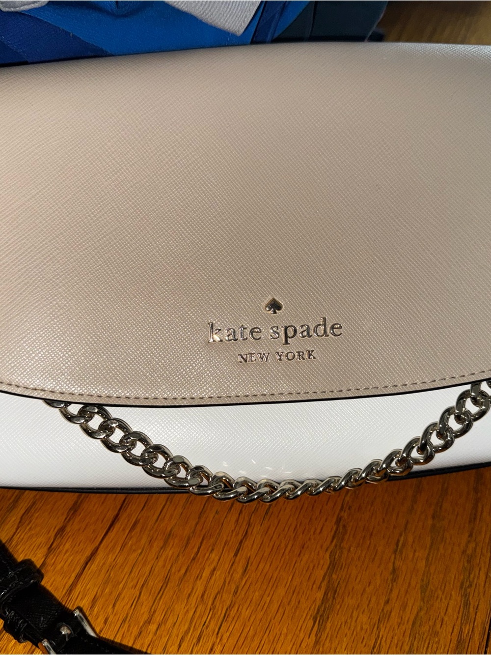 kate spade Two-Tone Cream and White Chain Crossbody Bag
